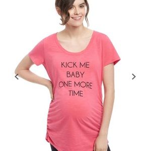 Kick me baby one more time maternity pink top